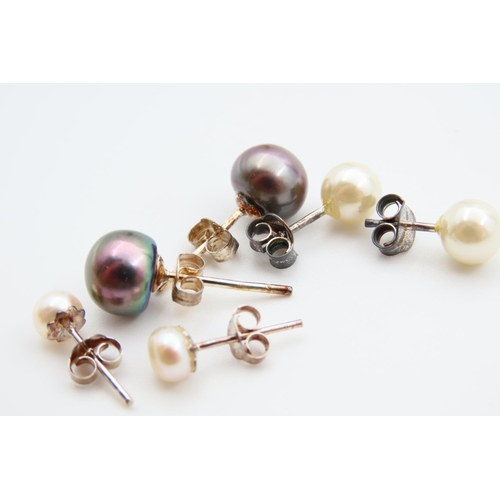 732 - Three Pairs of Pearl Set Ladies Earrings