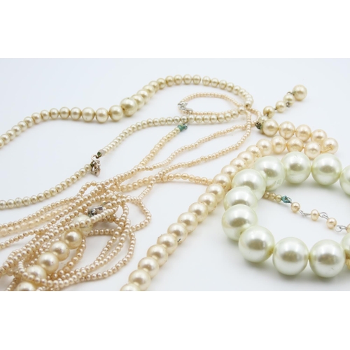 733 - Three Pearl Necklaces and a Costume Pearl Single Strand Bracelet