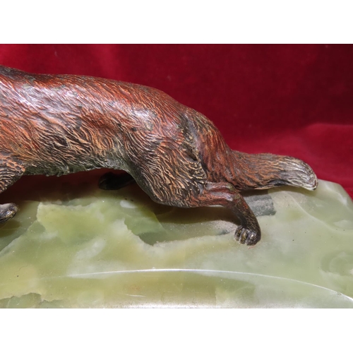 752 - Cold Painted Bronze Figure of Fox Mounted on Marble Base Desk Tidy  Approximately 5 Inches High