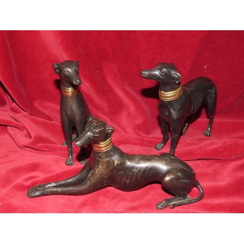 755 - Three Bronze Sculptures of Whippets