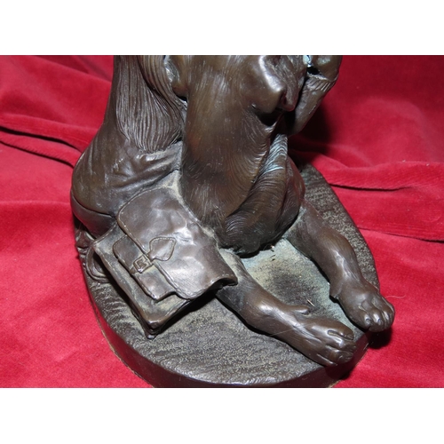 756 - Genesis Bronzed Figure of Girl with Dog