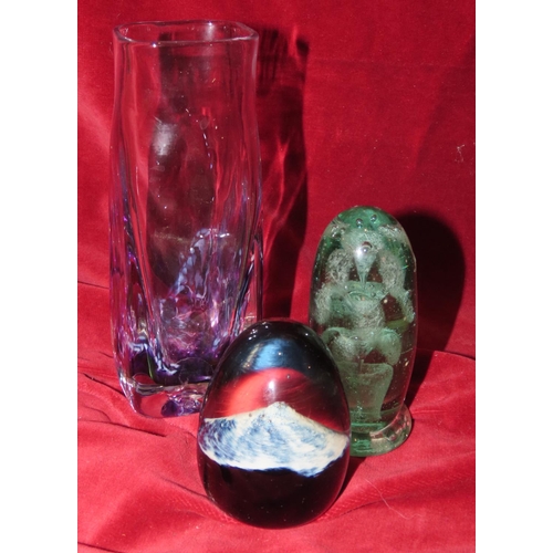 760 - Three Pieces Vintage Glass Including French Paperweight Approximately 8 Inches High