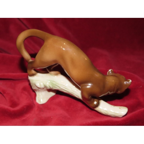 761 - Fine Porcelain Figure of Puma on Branch Approximately 5 Inches Wide