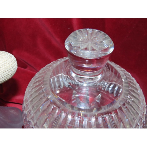 762 - Various Perfume Bottles and Powder Jar Crystal Five Pieces in Lot