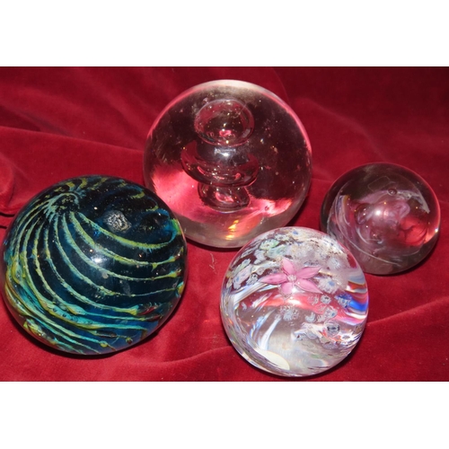 766 - Four French Crystal Paperweights Globe Form Vintage