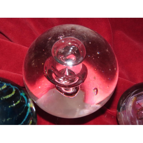 766 - Four French Crystal Paperweights Globe Form Vintage