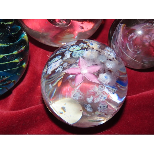 766 - Four French Crystal Paperweights Globe Form Vintage