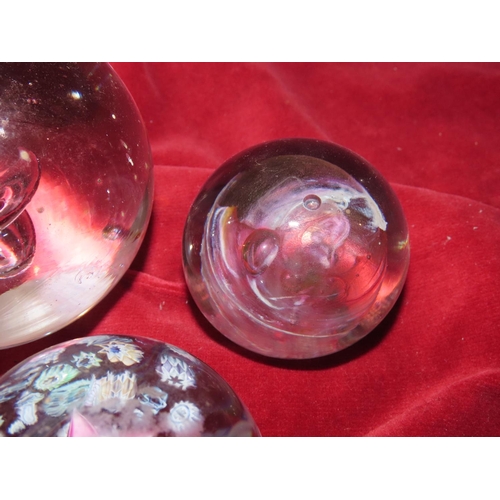 766 - Four French Crystal Paperweights Globe Form Vintage