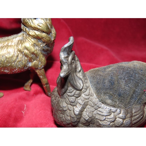 767 - Cast Brass Figure of Stag with Hen Motif Pen Rest Tallest Approximately 6 Inches High