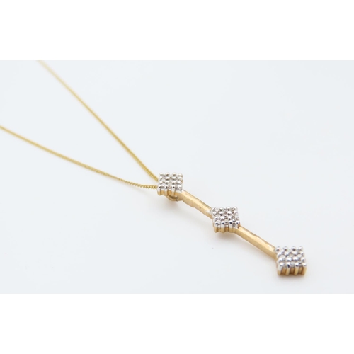 80 - 9 Carat Yellow Gold Gemset Pendant Drop Form Mounted on Further 9 Carat Yellow Gold Chain 44cm Long ... 