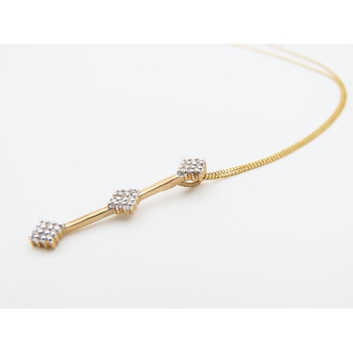 80 - 9 Carat Yellow Gold Gemset Pendant Drop Form Mounted on Further 9 Carat Yellow Gold Chain 44cm Long ... 