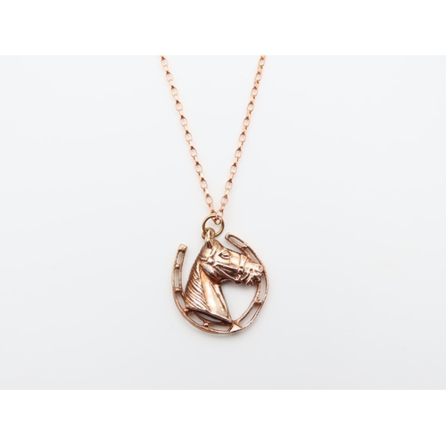 86 - 9 Carat Rose Gold Equine Motif Pendant Further Set on 9 Carat Rose Gold Chain Length 50cm Pendant 2.... 