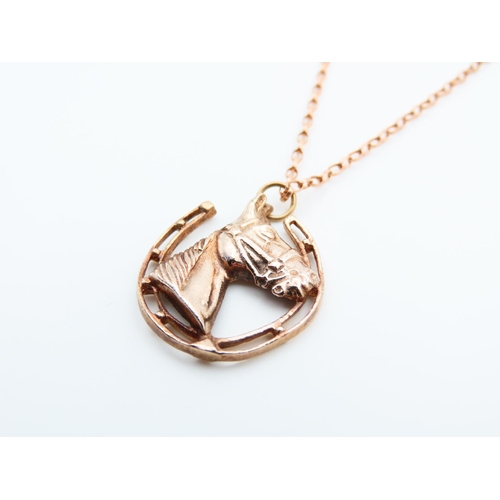 86 - 9 Carat Rose Gold Equine Motif Pendant Further Set on 9 Carat Rose Gold Chain Length 50cm Pendant 2.... 