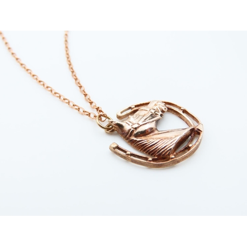 86 - 9 Carat Rose Gold Equine Motif Pendant Further Set on 9 Carat Rose Gold Chain Length 50cm Pendant 2.... 