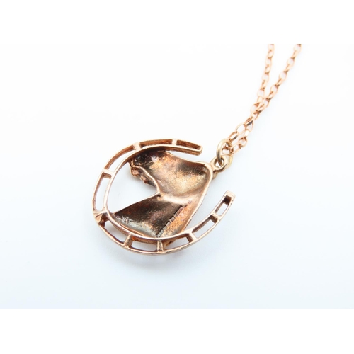 86 - 9 Carat Rose Gold Equine Motif Pendant Further Set on 9 Carat Rose Gold Chain Length 50cm Pendant 2.... 