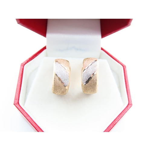 88 - Pair of 9 Carat Yellow and White Gold Ladies Earrings with Brushed and Polished Detailing