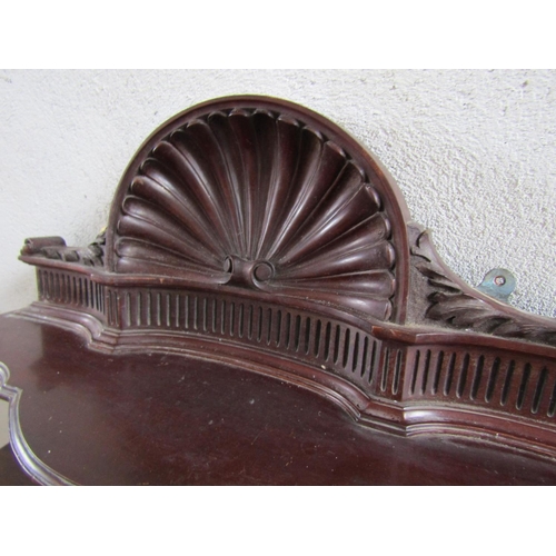 890 - Antique Carved Mahogany Wall Shelf with Inset Mirror Back Well Carved Detailing Approximately 18 Inc... 