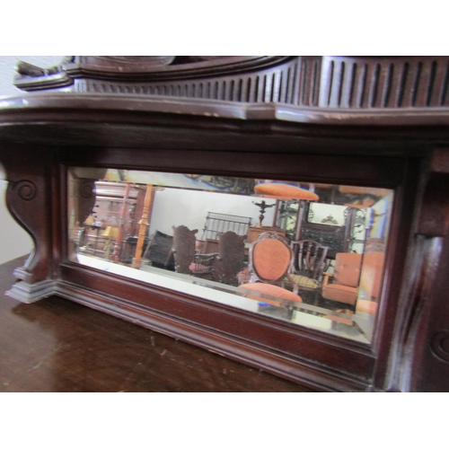 890 - Antique Carved Mahogany Wall Shelf with Inset Mirror Back Well Carved Detailing Approximately 18 Inc... 