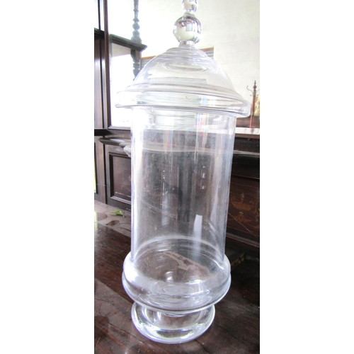 894 - Old Chemist Counter Jar Crystal with Removable Cover Approximately 15 Inches High
