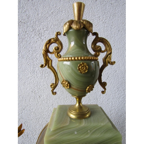 899 - Antique Onyx Ormolu Mounted Clock Roman Numeral Decorated Dial Attractively Detailed Pendulum Presen... 