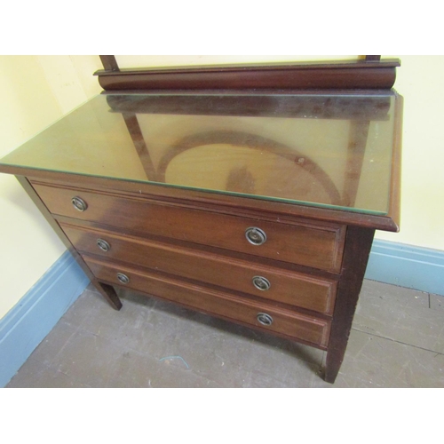 901 - Mahogany Dressing Table Chest oval Mirror Back Above Three Drawers Approximately 38 Inches Wide