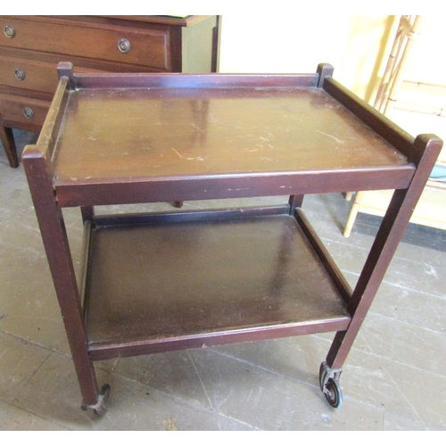 902 - Rectangular Form Mahogany Hostess Trolley Two Tiers Approximately 30 Inches Wide x 28 Inches High