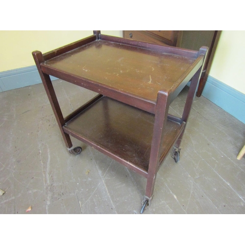 902 - Rectangular Form Mahogany Hostess Trolley Two Tiers Approximately 30 Inches Wide x 28 Inches High