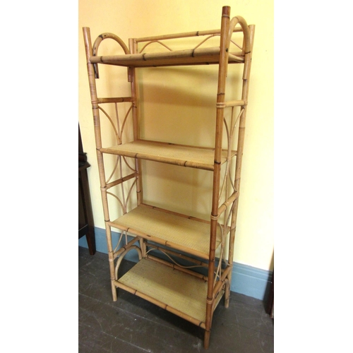 903 - Vintage Bamboo and Rattan Decorated Four Tier Wall Shelf Approximately 6ft High x 30 Inches Wide