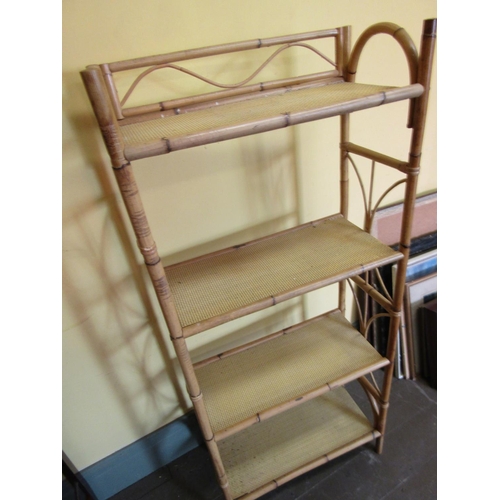 903 - Vintage Bamboo and Rattan Decorated Four Tier Wall Shelf Approximately 6ft High x 30 Inches Wide