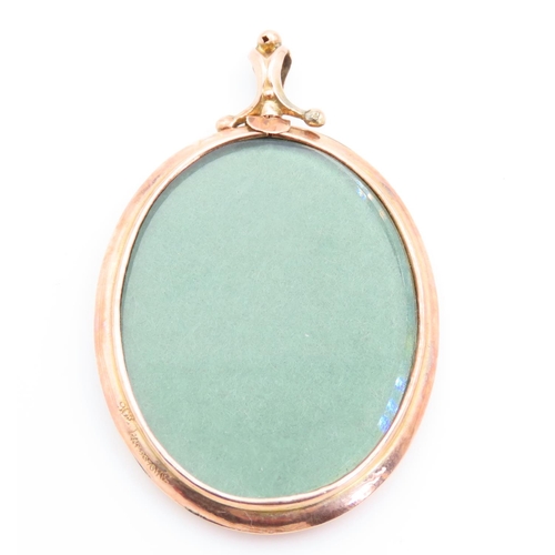 93 - 9 Carat Yellow Gold Pendant Locket with Attractive Emerald Enamel Detailing 6cm High x 4cm Wide