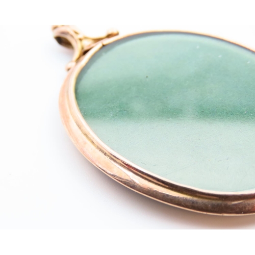 93 - 9 Carat Yellow Gold Pendant Locket with Attractive Emerald Enamel Detailing 6cm High x 4cm Wide