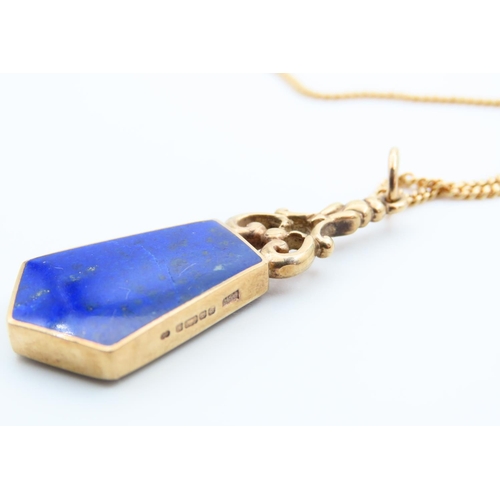 96 - 9 Carat Yellow Gold Lapis Lazuli and Onyx Set Pendant 4cm High Set on 18 Carat Yellow Gold Chain 38c... 