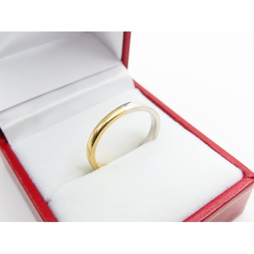 99 - 18 Carat Yellow and White Gold Band Ring Size M and a Half