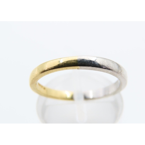 99 - 18 Carat Yellow and White Gold Band Ring Size M and a Half