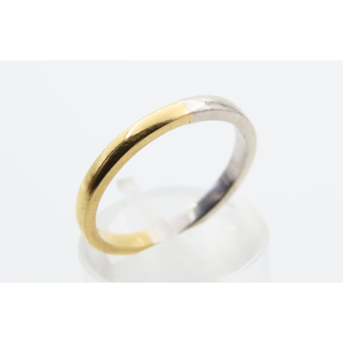 99 - 18 Carat Yellow and White Gold Band Ring Size M and a Half