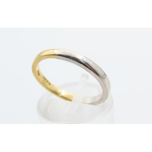 99 - 18 Carat Yellow and White Gold Band Ring Size M and a Half