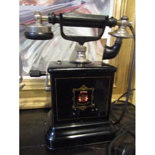 1579 - Antique Telephone Approximately 11 Inches High Enamel Cased Overall Good Condition with Original Rec... 