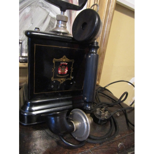 1579 - Antique Telephone Approximately 11 Inches High Enamel Cased Overall Good Condition with Original Rec... 