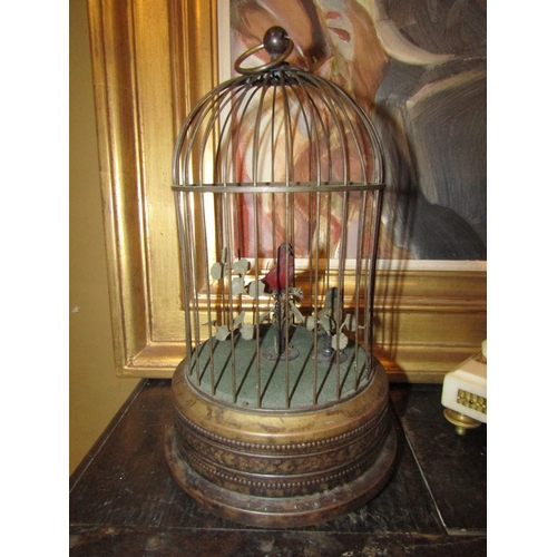 1580 - Birds in Cage Automaton Approximately 11 Inches High