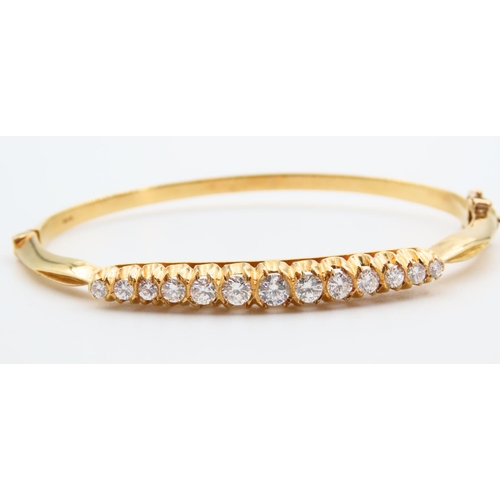 10 - 18 Carat Yellow Gold Diamond Inset Bangle Hinge Form Finely Detailed Diamonds of High Colour and Cla... 