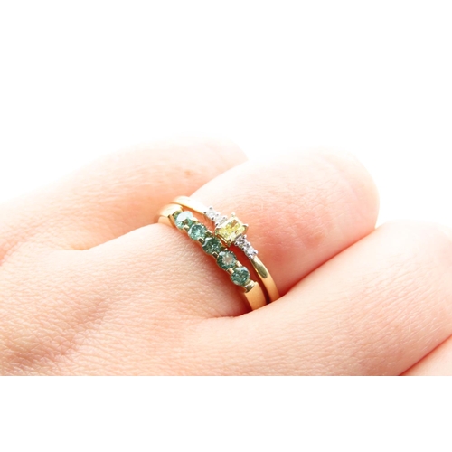 101 - Two 9 Carat Yellow Gold Rings One Set with Aquamarine, the Other Diamonds Ring Sizes P and a Half an... 