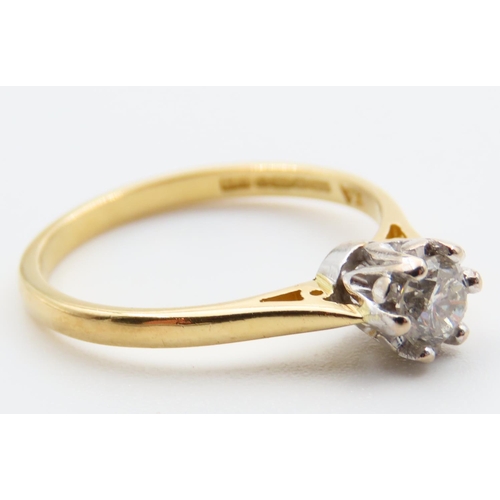 123 - Diamond Solitaire Ring Diamond Set in Platinum Mounted on 18 Carat Yellow Gold Band