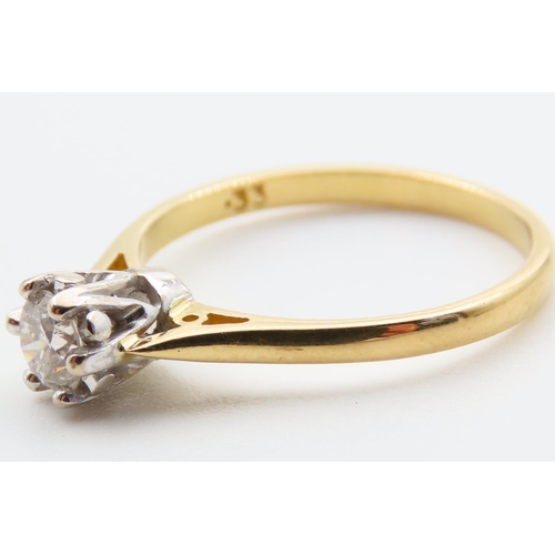 123 - Diamond Solitaire Ring Diamond Set in Platinum Mounted on 18 Carat Yellow Gold Band