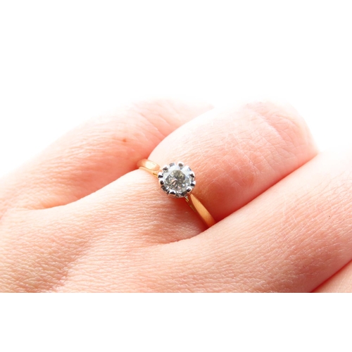 123 - Diamond Solitaire Ring Diamond Set in Platinum Mounted on 18 Carat Yellow Gold Band