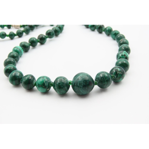 146 - Graduated Bead Necklace Polished Malachite 60cm Long