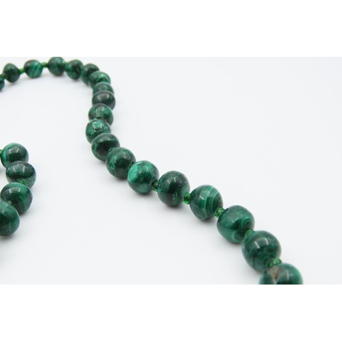 146 - Graduated Bead Necklace Polished Malachite 60cm Long