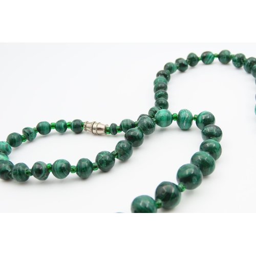 146 - Graduated Bead Necklace Polished Malachite 60cm Long