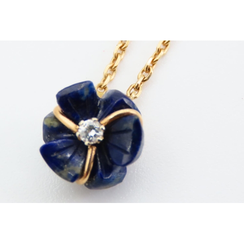 177 - 18 Carat Yellow Gold Set Lapis Lazuli and Diamond Circular Form Pendant Further Set on 18 Carat Yell... 