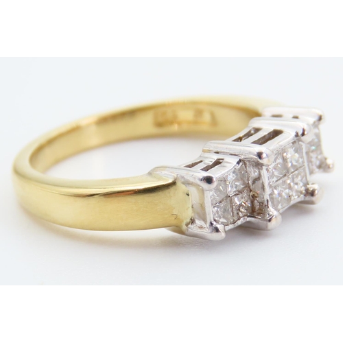 18 - Princess Cut Diamond Ring Mounted on 18 Carat Yellow Gold Band Ring Size K