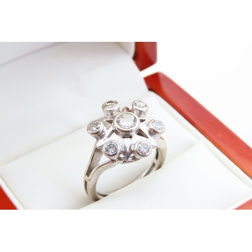 20 - 18 Carat White Gold Diamond Set Cluster Ring Size M